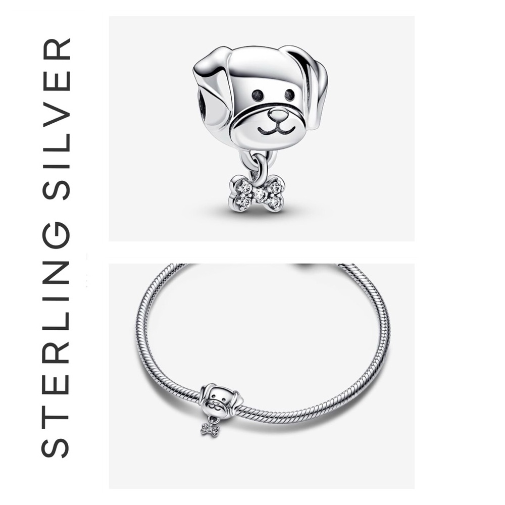 🐘🐘 S925 Sterling Silver Pet Dog & Bone Charm